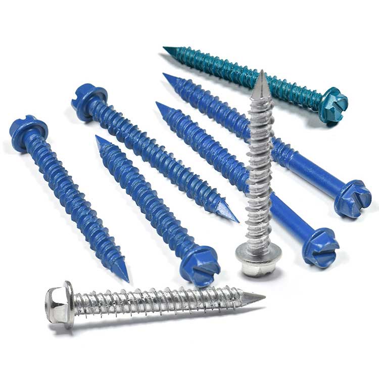 Blue Ceramic Coating Indented and Slotted Hex Wafer Head Hi-low Notched Thread Self Tapping Screw with Diamond Point