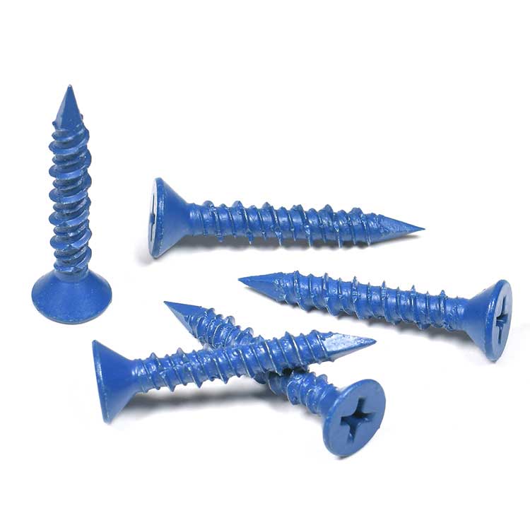 Blue Zinc Masonry Steel Self Tapping Cross Recessed Groove Phillips CSK Head Hi-Low Thread Concrete Screw