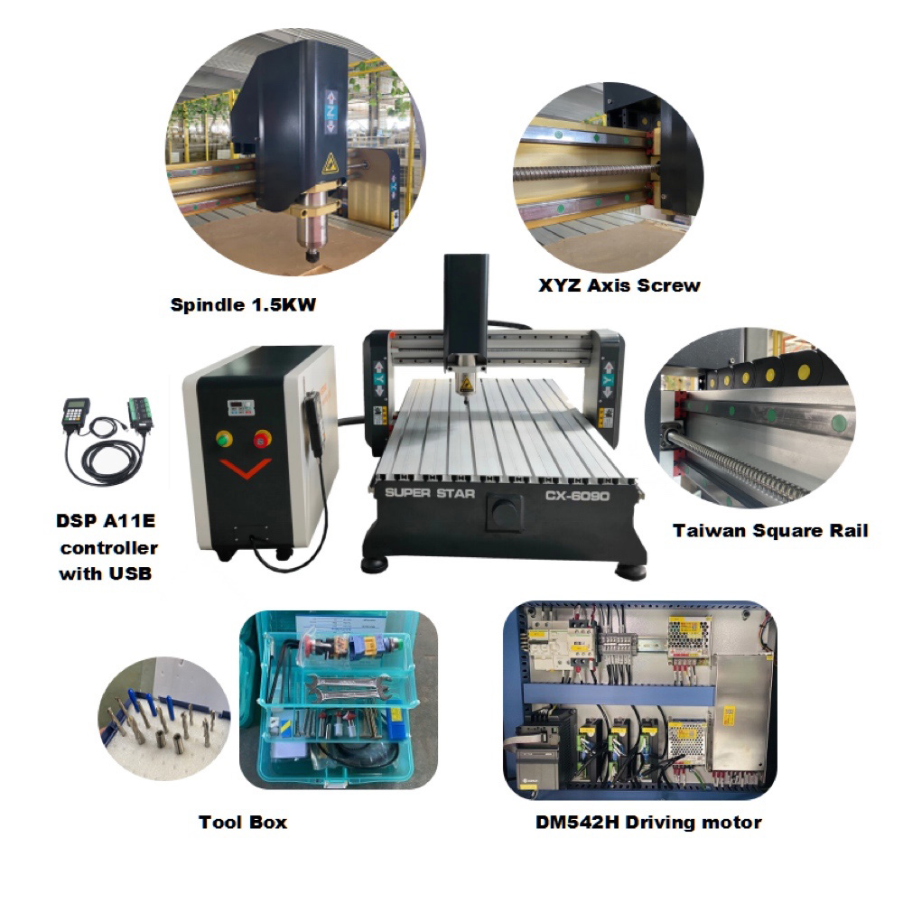 24" x 36" Smart Desktop CNC Router 6090 For Advertising Woodworking 220V 1Ph