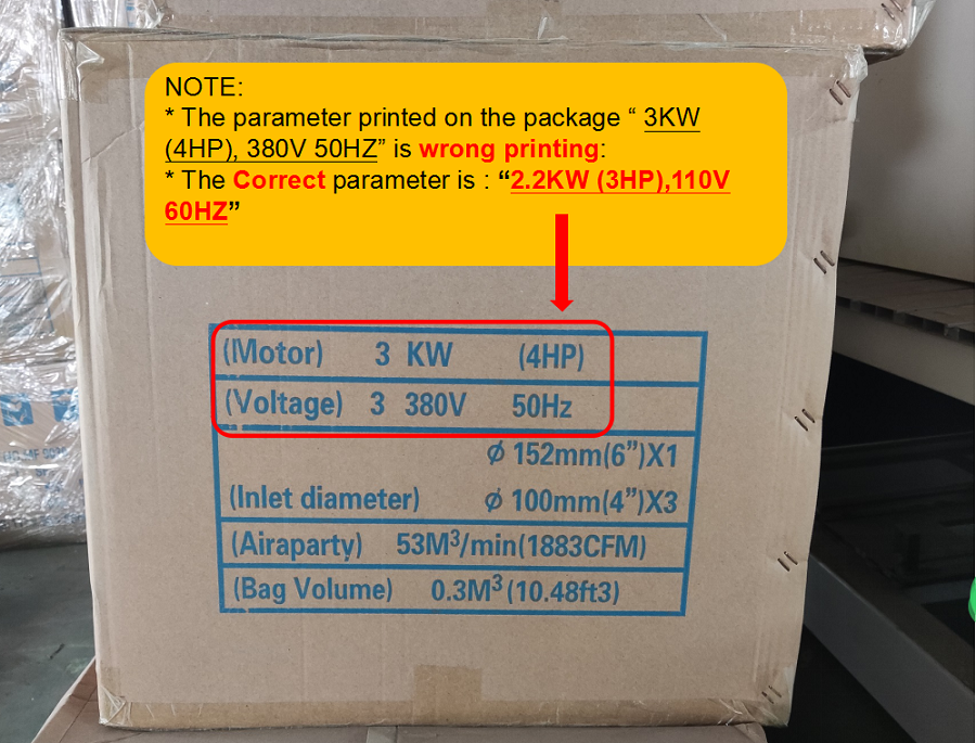 3HP Dust Collector, Wood Powder Vacuum Cleaner, for Woodworking Machine, 4'' Inlet,1883 cfm 110V 60HZ