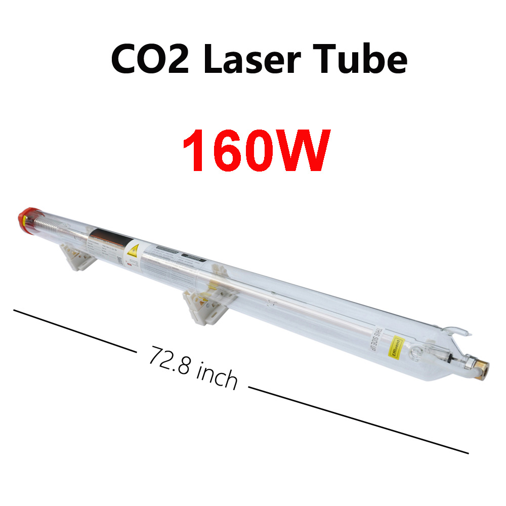 160W CO2 Laser Tube Length 1850mm Dia 80mm, Wires Preconnected with Coating, for Laser Engraver Cutter Laser Engraving Machine FDA Approved