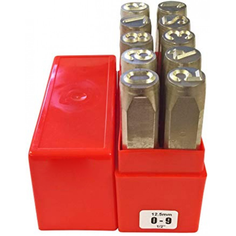 GOLIATH 0-9 Heavy Duty Sharp Faced Punches, 10 Piece, 1/2" Character Size, 12.5 mm