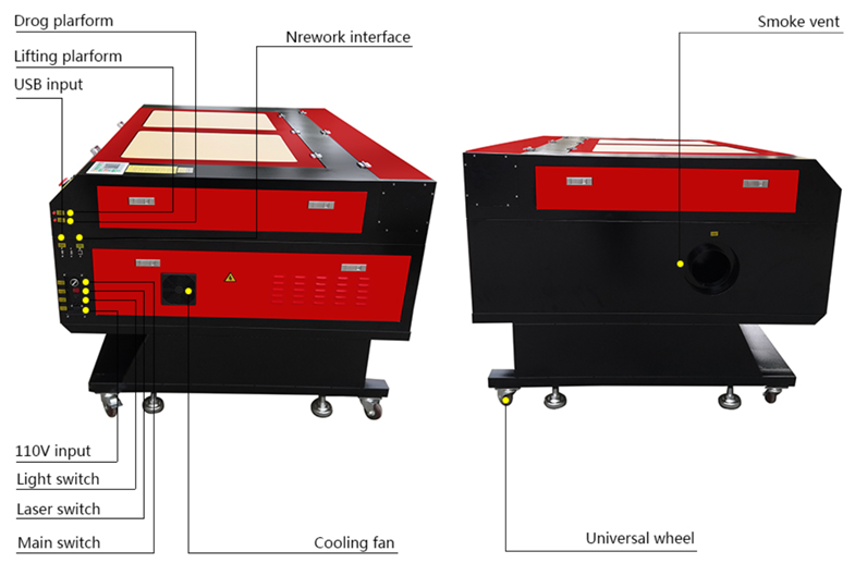 130W CO2 Laser Engraver Machine with Auto Focus 55 x 35-1/2 Inche Laser Cutting Machine With Ruida DSP RDWorks V8 Compatible With LightBurn Software
