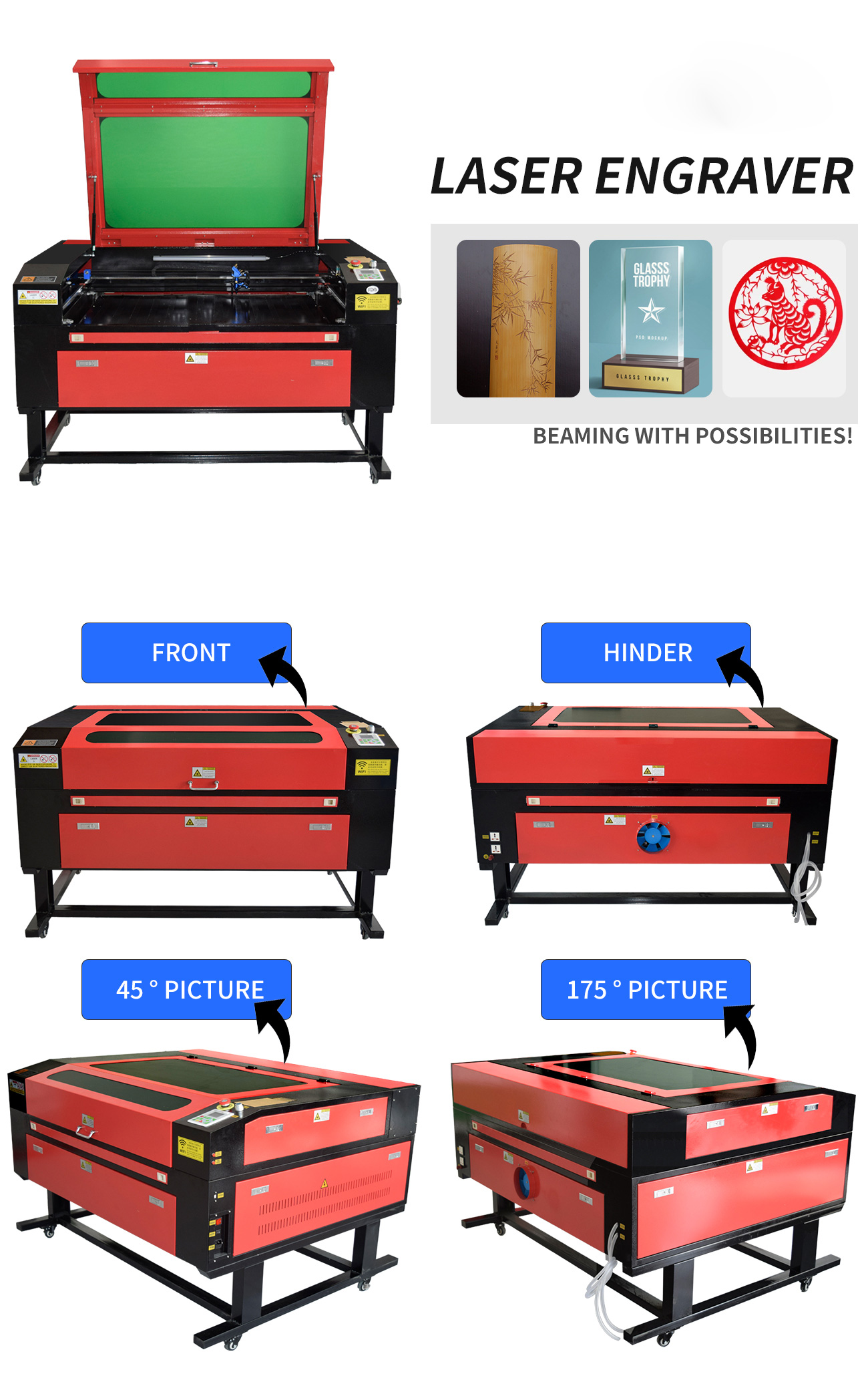 130W Co2 Laser Engraving Cutting Machine 39 ³/₈ x 31 ¹/₂ Inch Laser Engraver Wifi Off-line Control Auto Laser Compatible With LightBurn Software
