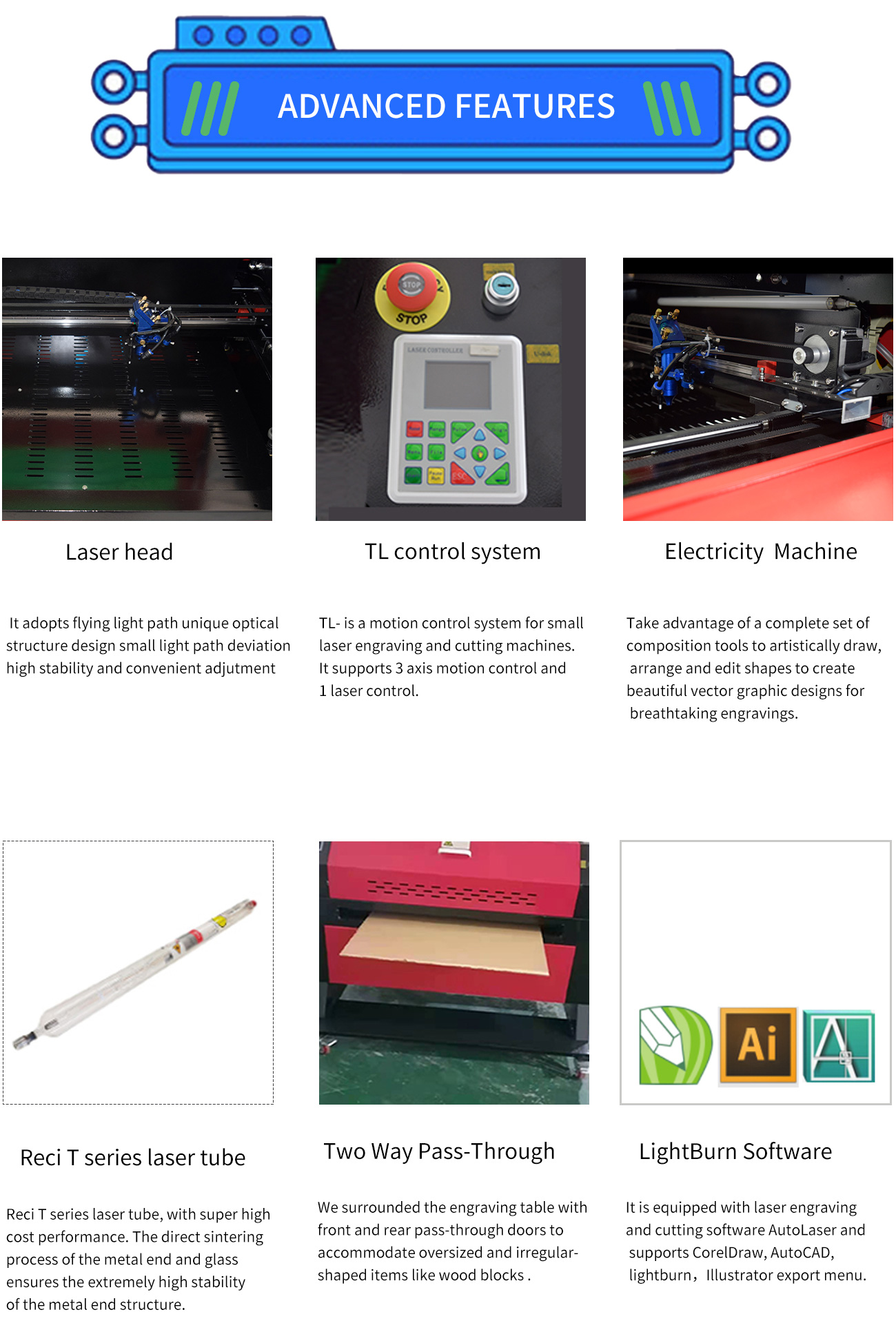 130W Co2 Laser Engraving Cutting Machine 39 ³/₈ x 31 ¹/₂ Inch Laser Engraver Wifi Off-line Control Auto Laser Compatible With LightBurn Software