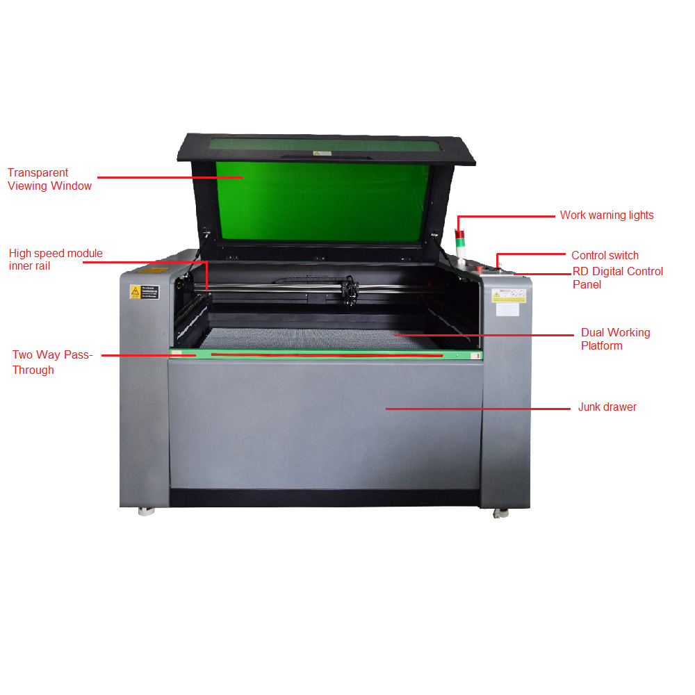 130W Reci CO2 Laser Engraver Cutter Machine With Ruida DSP RDWorks V8 Compatible And LightBurn Software 51 ³/₁₆ x 35 ⁷/₁₆ Inches