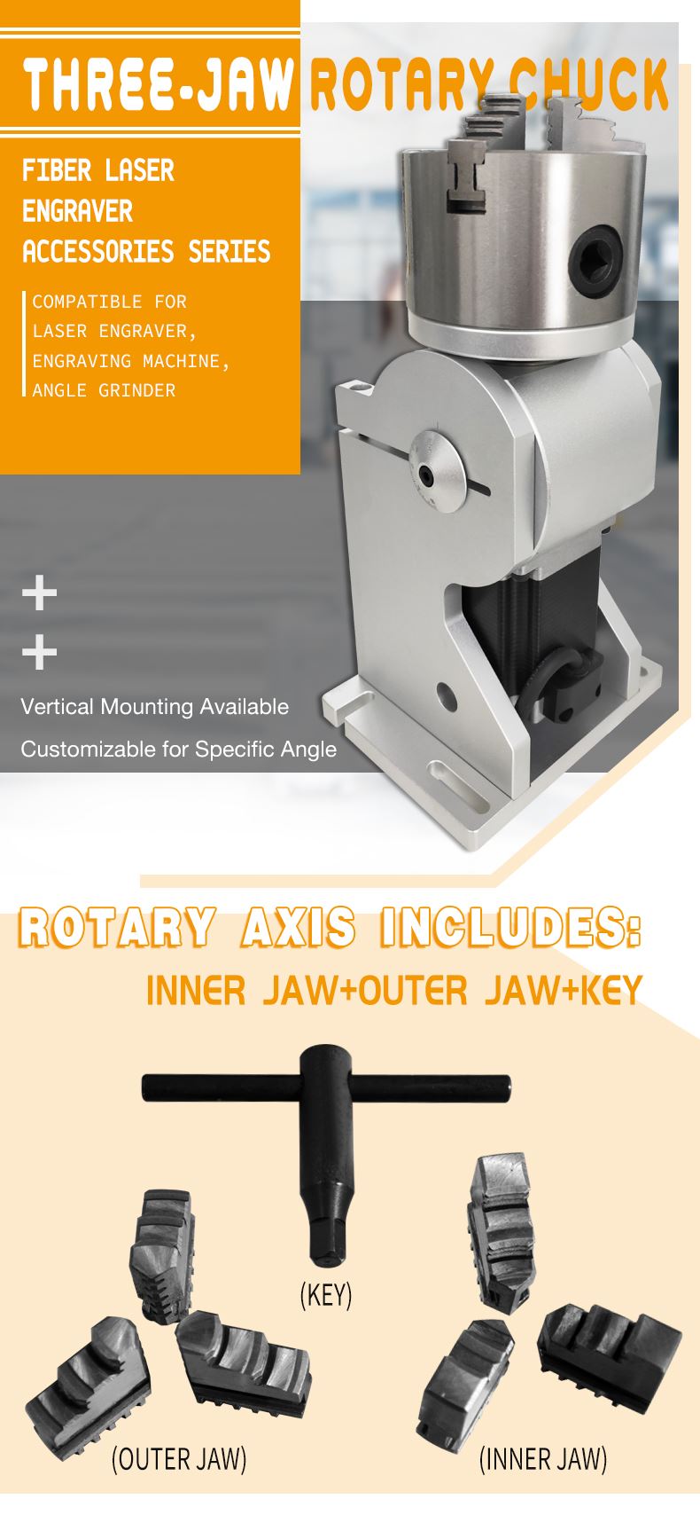 30W Fiber  Laser Engraver,Rotary Laser Marking Machine 6.9"*6.9"