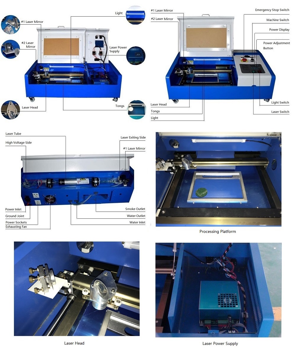 40W CO2 Laser Engraver And Cutter With 12 x 8 inches  Worktable Area