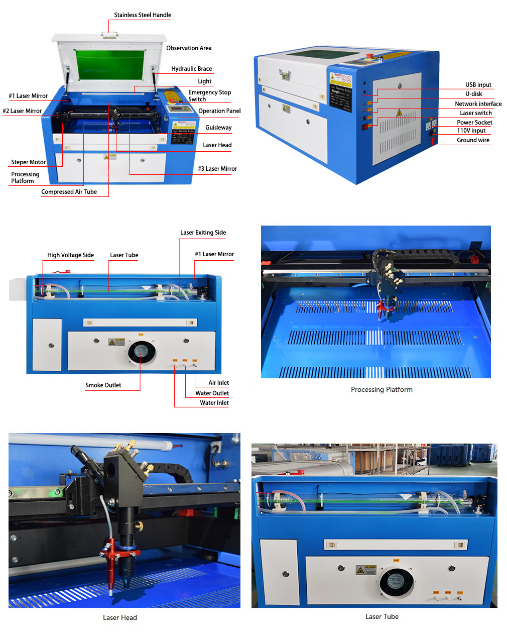 50W 19 ¹¹/₁₆" ×11 ¹³/₁₆" CO2 Laser Engraver Cutter Machine With Auxiliary Rotary Compatible With LightBurn Software Autofocus Tool