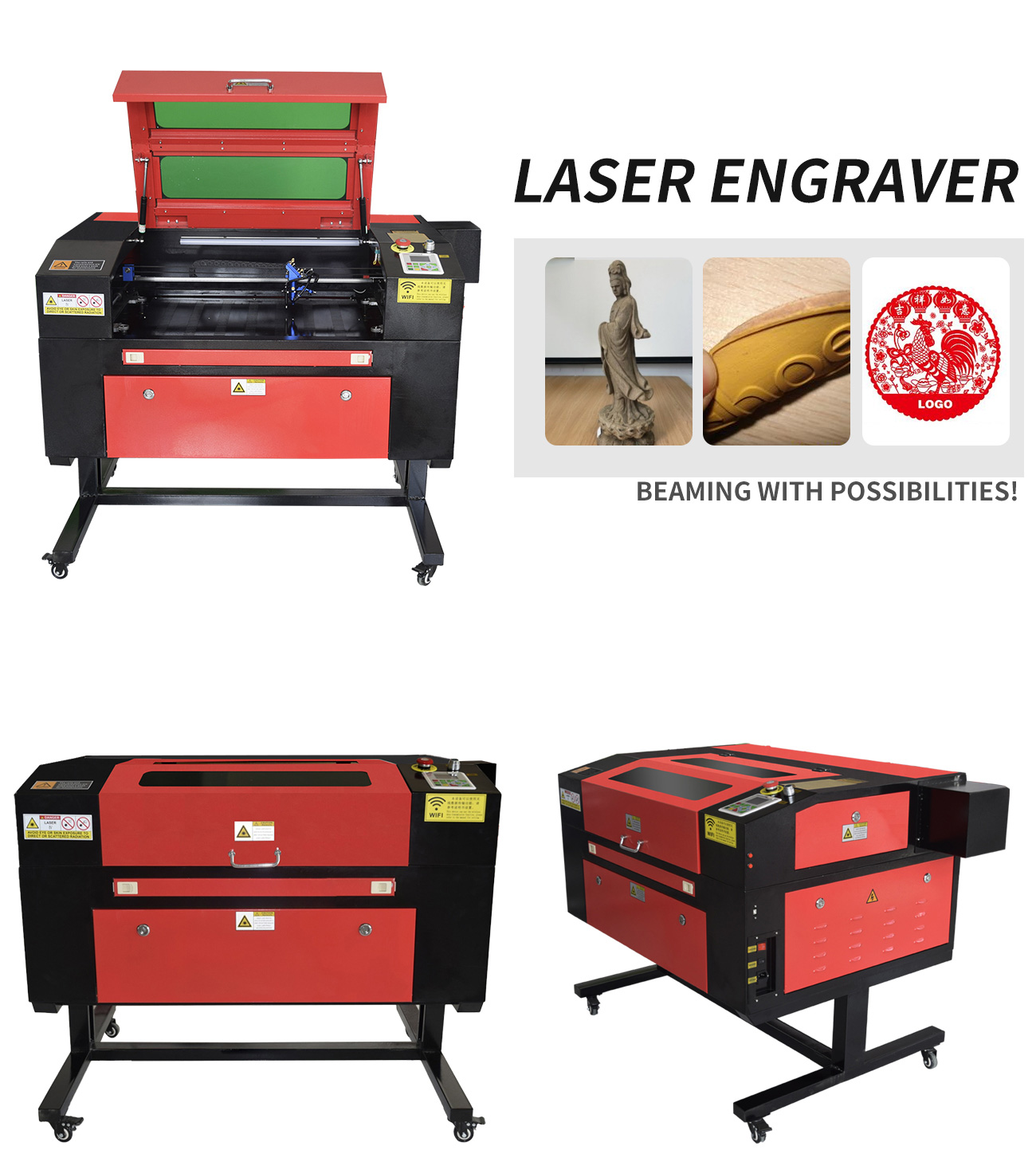 Co2 Laser Engraving Cutting Machine 80W Wifi Off-line Control 19 ¹¹/₁₆ x 11 ¹³/₁₆ Inches Compatible With LightBurn Software