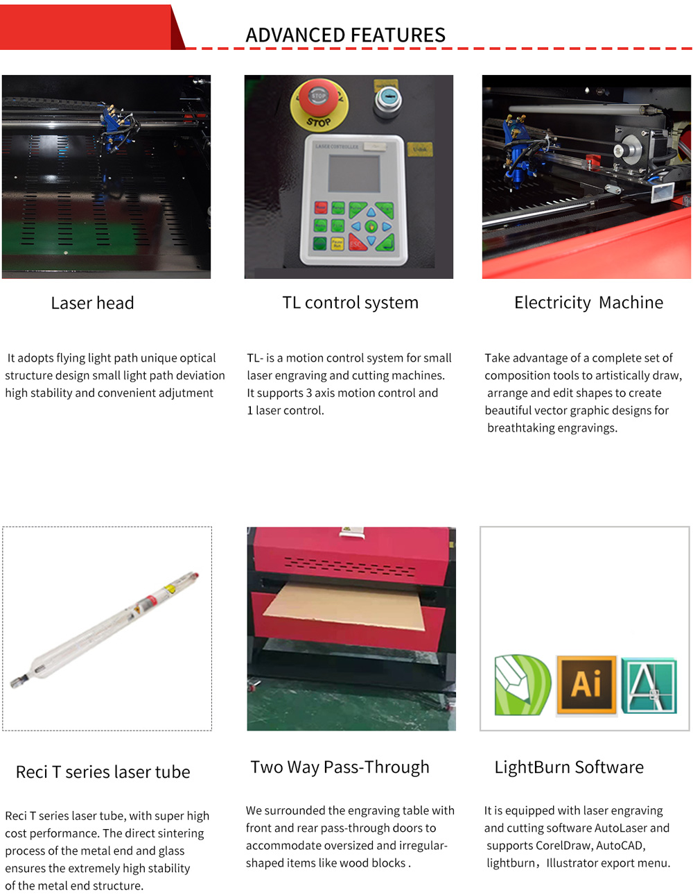 Co2 Laser Engraving Cutting Machine 80W Wifi Off-line Control 19 ¹¹/₁₆ x 11 ¹³/₁₆ Inches Compatible With LightBurn Software