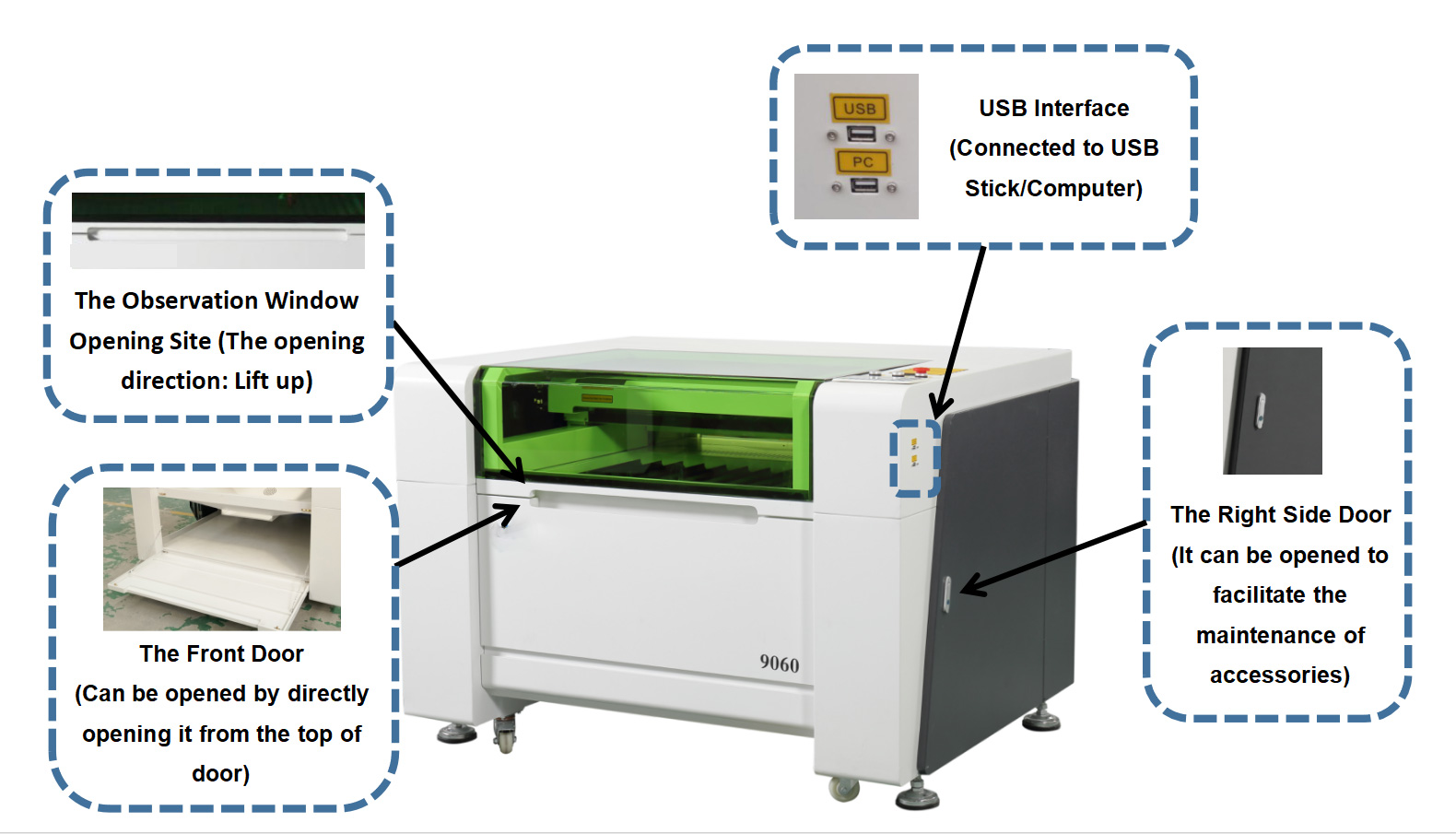 Commercial Grade 36 x 24 In.90W RECI CO2 Laser Engraver and Cutter FDA