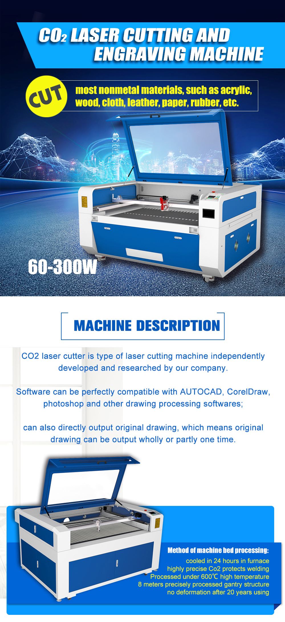 FDA Reci W4 Co2 Laser Engraver Cutter Machine with S&A Water Chiller