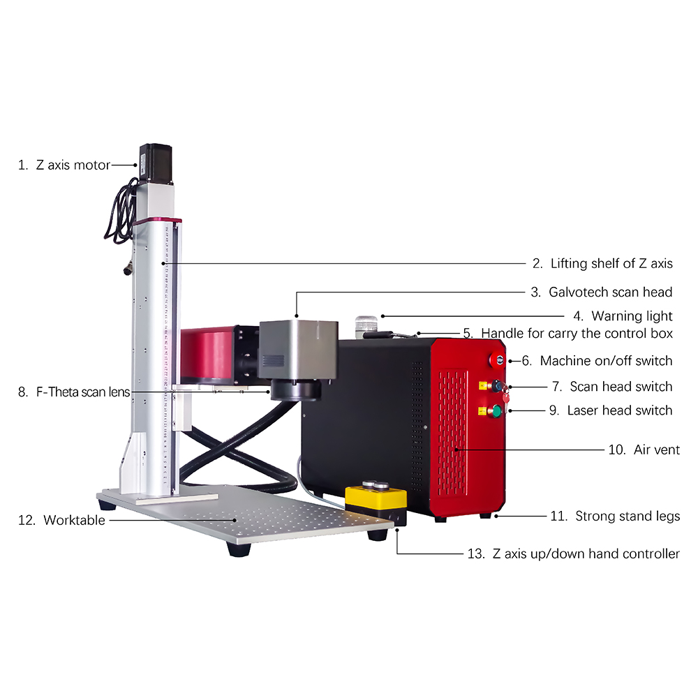 Fiber Laser Marking Machine For Metal Update  MOPA M7 30W Split portable CNC Galvo