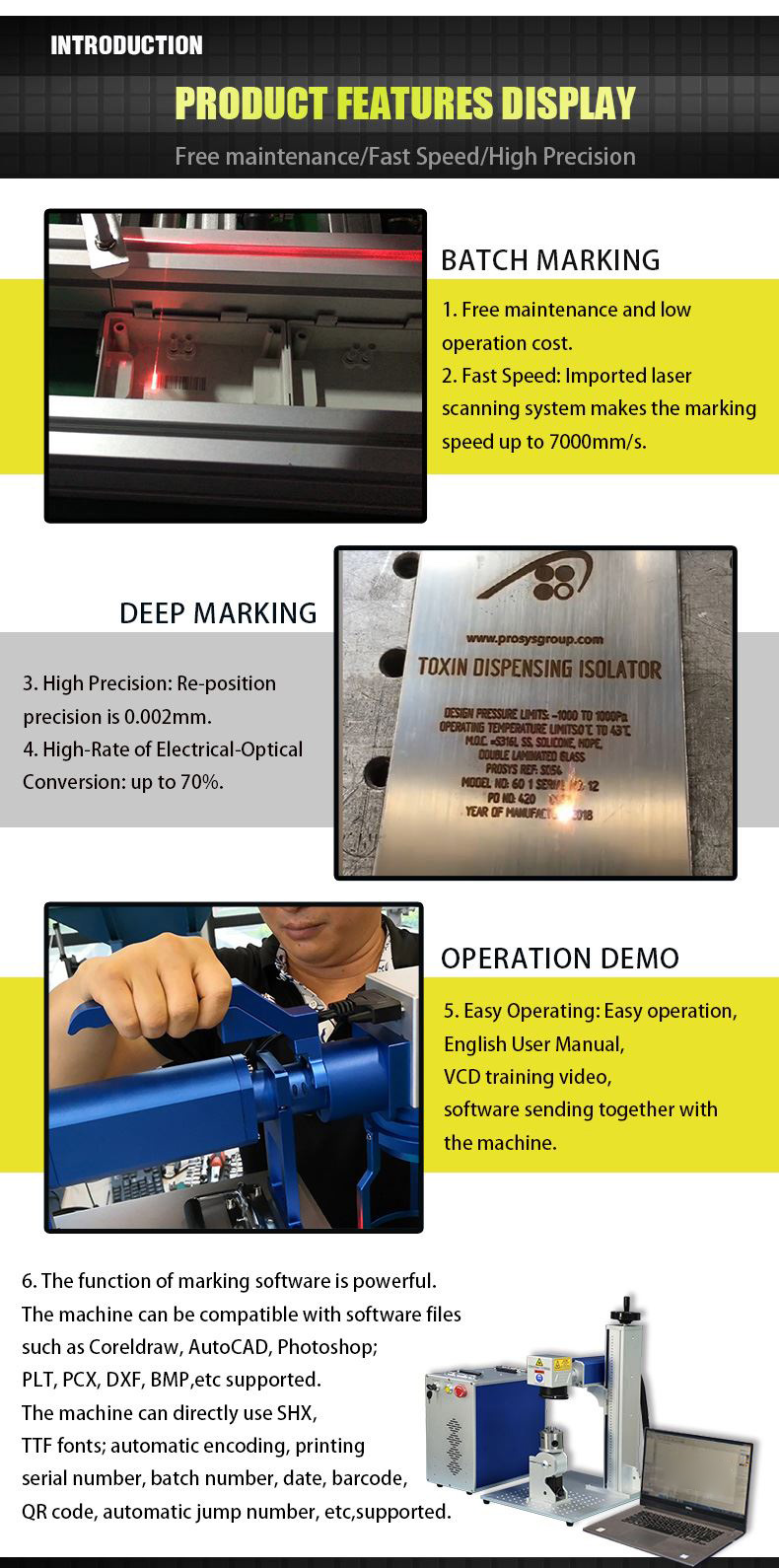 Laser 50W Fiber Laser Marking Machine,Fiber Laser Engraver 6.9in
