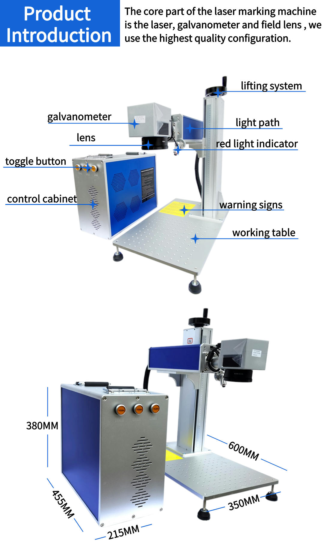 30W  Fiber Laser Marking Machine Laser Engraver Marking Machine For Metal And Nonmetal EZCadFDA