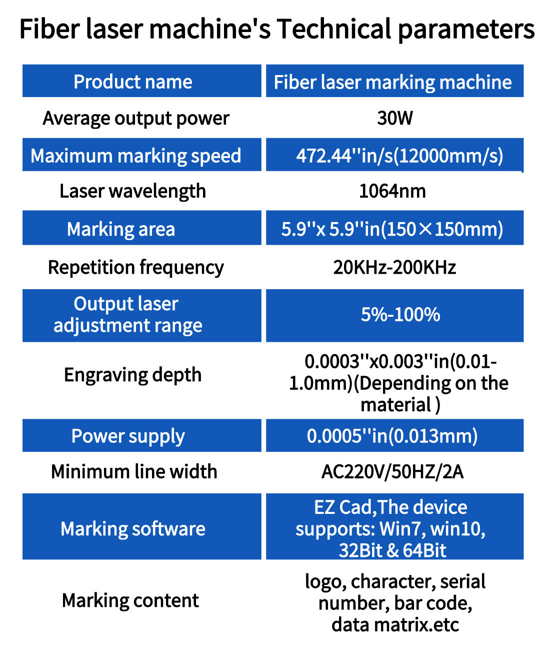 30W  Fiber Laser Marking Machine Laser Engraver Marking Machine For Metal And Nonmetal EZCadFDA
