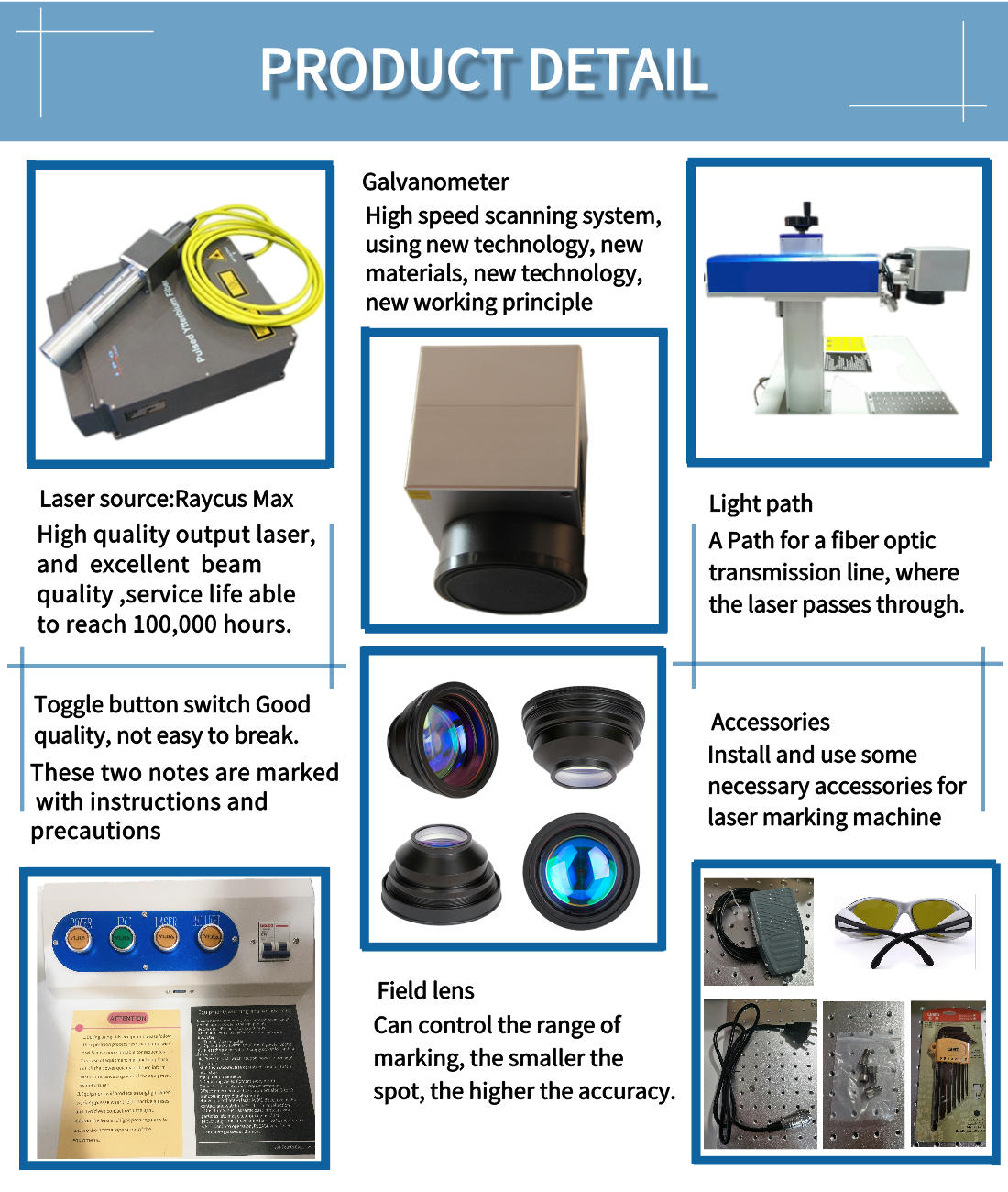 50W Desktop Fiber Laser Marking  Engraving Machine With EZcad FDA