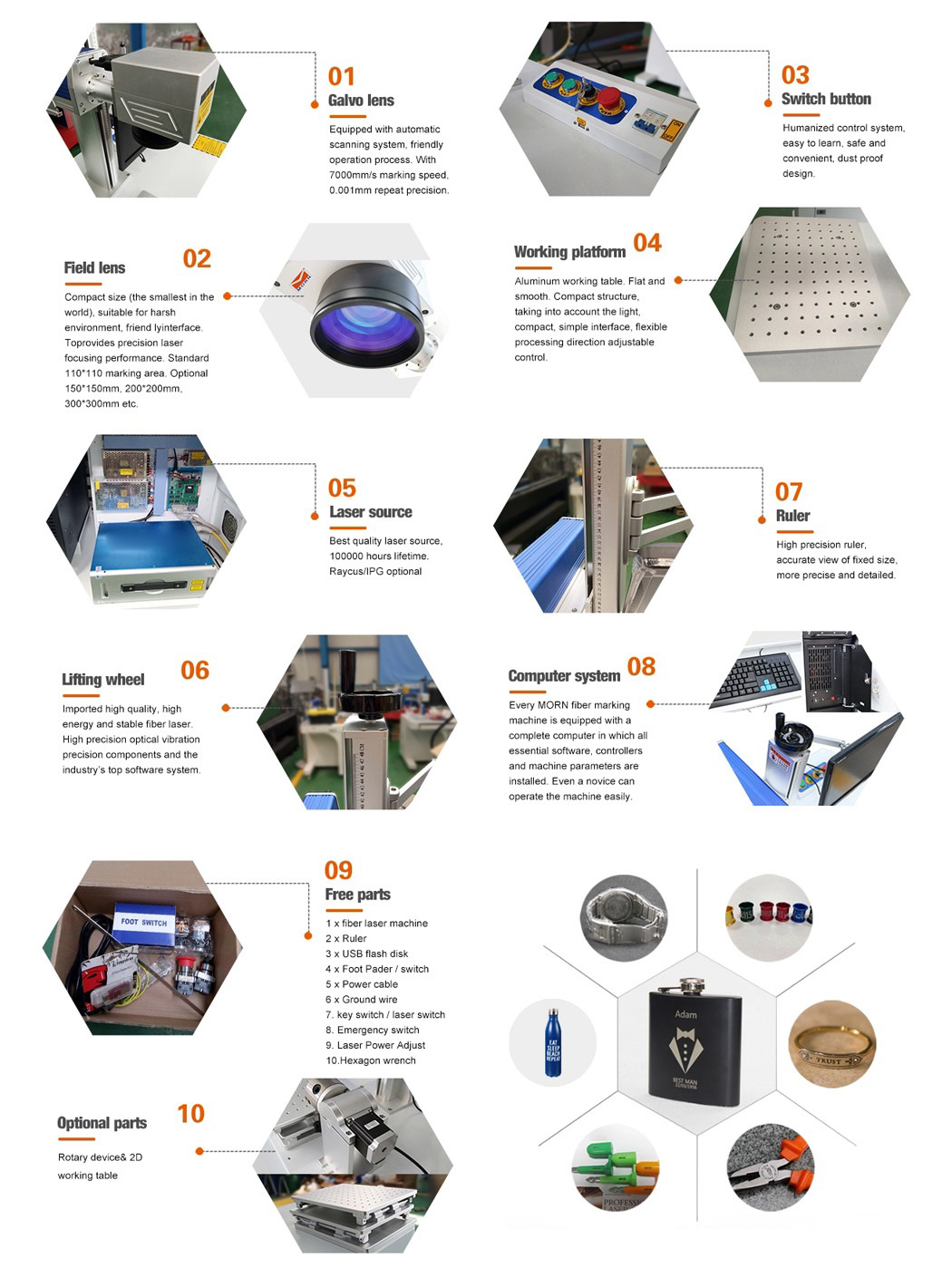 Desktop Fiber Laser Marking Machine 20W with Monitor EZ Cad FDA