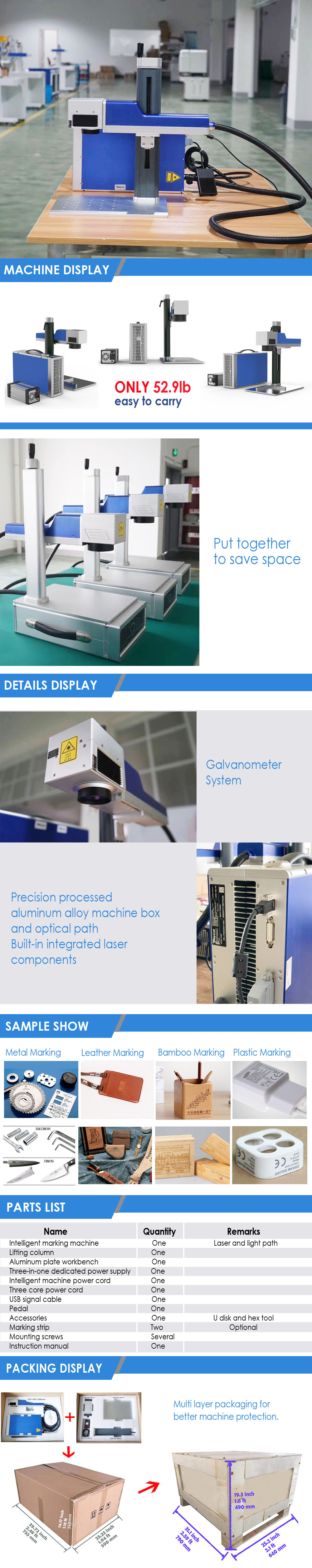 Fiber Laser Marking Machine 20W  FDA certified