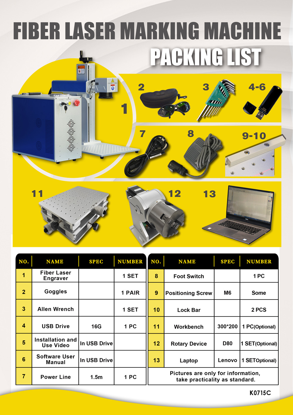 50W Fiber Laser Engraver 175mm×175mm with 80mm Rotary Axis