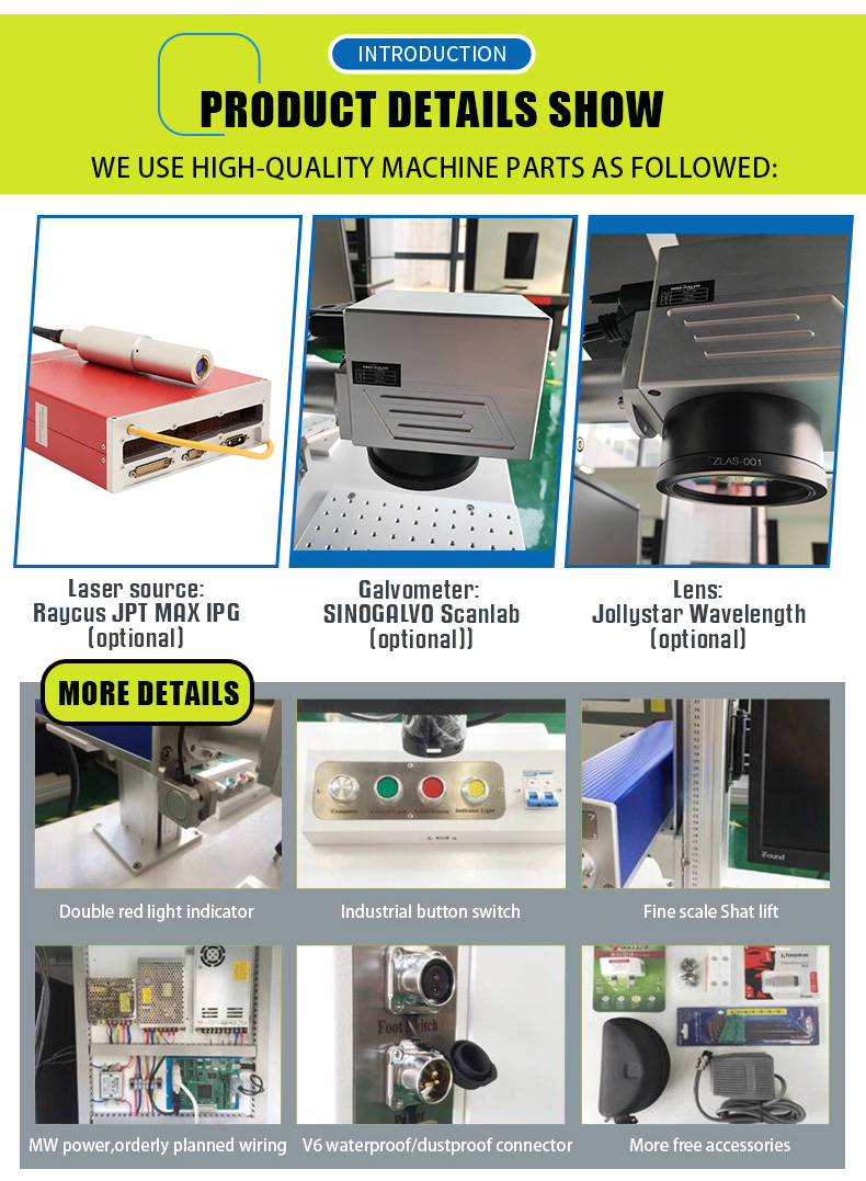 50W Fiber Laser Engraver 175mm×175mm with 80mm Rotary Axis