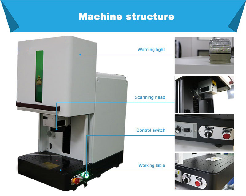 20W Small Enclosed Cover Fiber Laser Marking Machine 4.3 x 4.3"