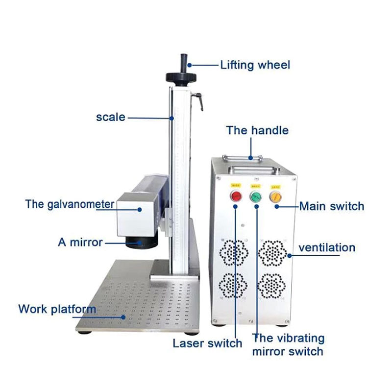 20W Split Fiber Laser Marking Machine EZ Cad with Rotation Axis
