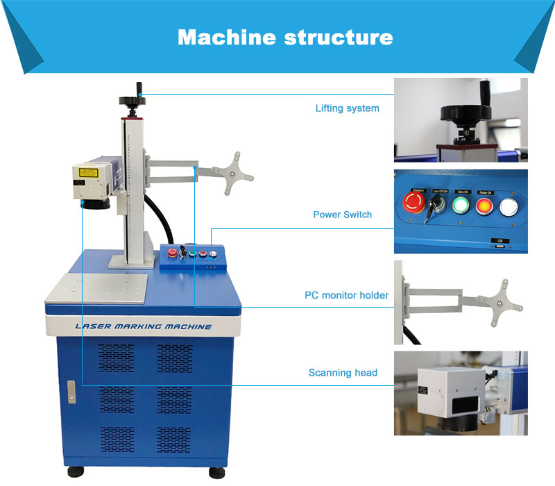 30W Cabinet Fiber Laser Marking Engraving Machine for Metal FDA