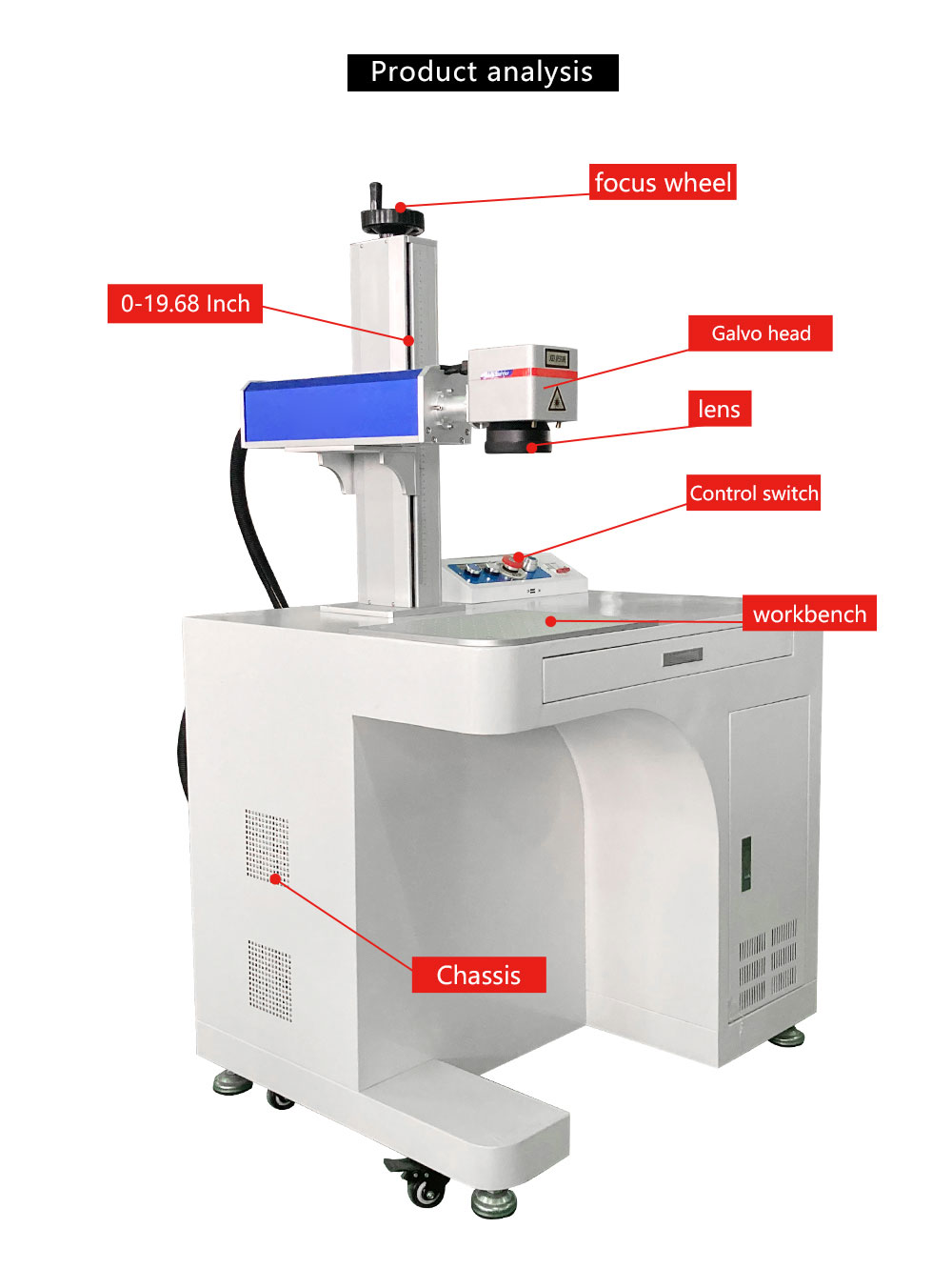 30W Cabinet Fiber Laser Marking Machine EZ Cad FDA Certified for Metal With LightBurn Software
