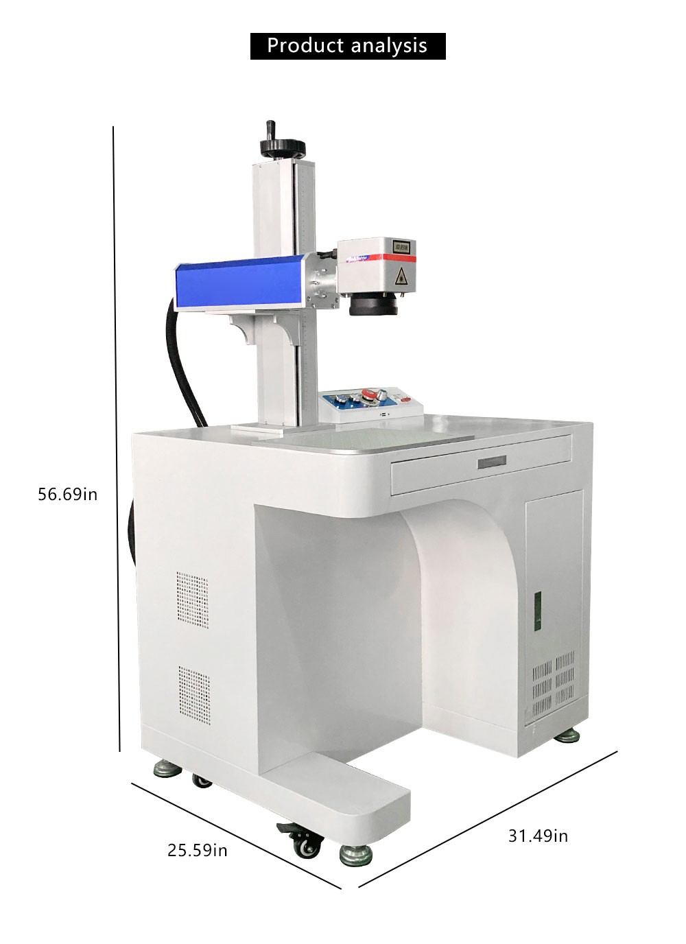 30W Cabinet Fiber Laser Marking Machine EZ Cad FDA Certified for Metal With LightBurn Software