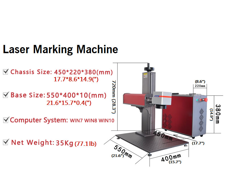 30W Portable Fiber Laser Marking Engraving Machine EZCad FDA for metal and more