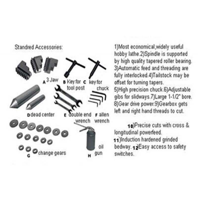 Socoje Tools 12" x 24" Gear-Head Metal Lathe CQ9332