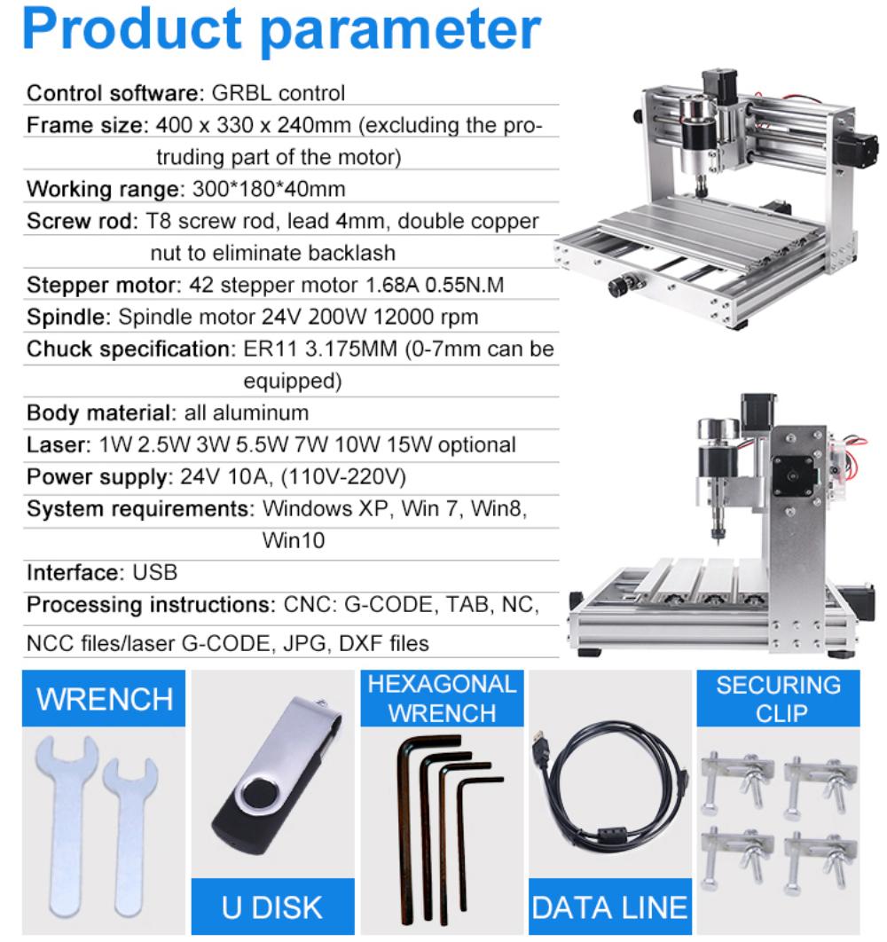 Fan’ensheng New CNC 3018 Max CNC Router Metal Engraving Machine GRBL Control With 200w Spindle DIY Engraver Woodworking Machine Cut MDF