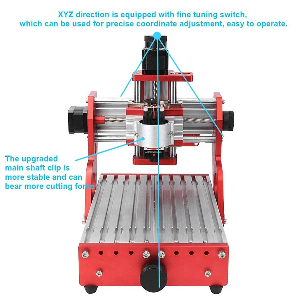 Red 1419 3 Axis Mini DIY CNC Router Engraving Machine Standard Spindle Motor Wood Carving Milling Woodworking Engraver