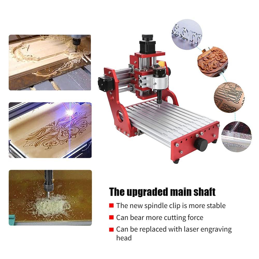 Red 1419 3 Axis Mini DIY CNC Router Engraving Machine Standard Spindle Motor Wood Carving Milling Woodworking Engraver