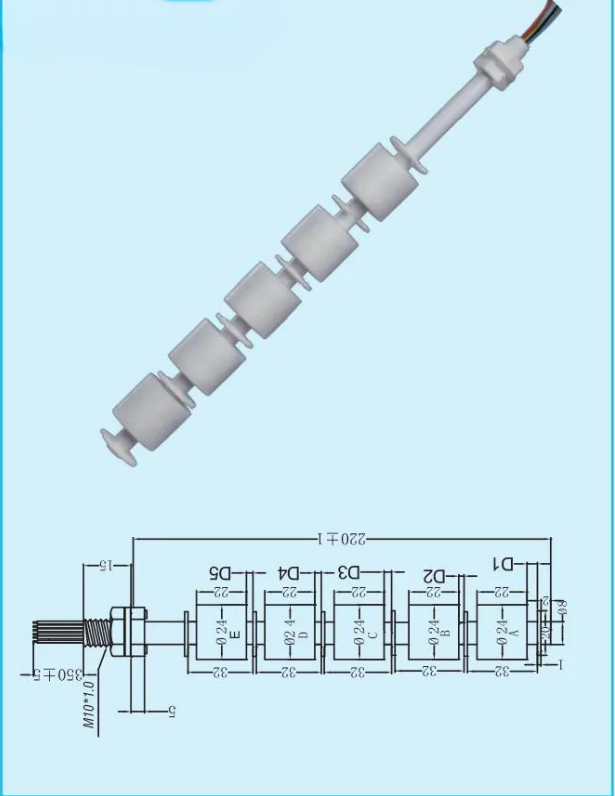 PVDF Float Type Level Switch Multi Level Float Switch Water Level Tank