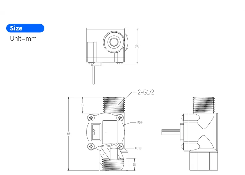 1-30L/min Nylon G1/2 Vertical Pump Flow Sensor 3-24v water heater Flow meter Sensor For Water Treatment Equipment Flow Sensor