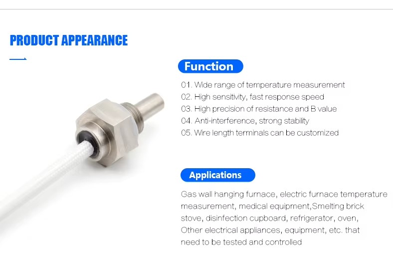 5k 10k 15k 20k 50k 100k ntc sensors 3380 3435 3470 3950 temperature probe Wall mounted gas boiler thermistor temperature sensor
