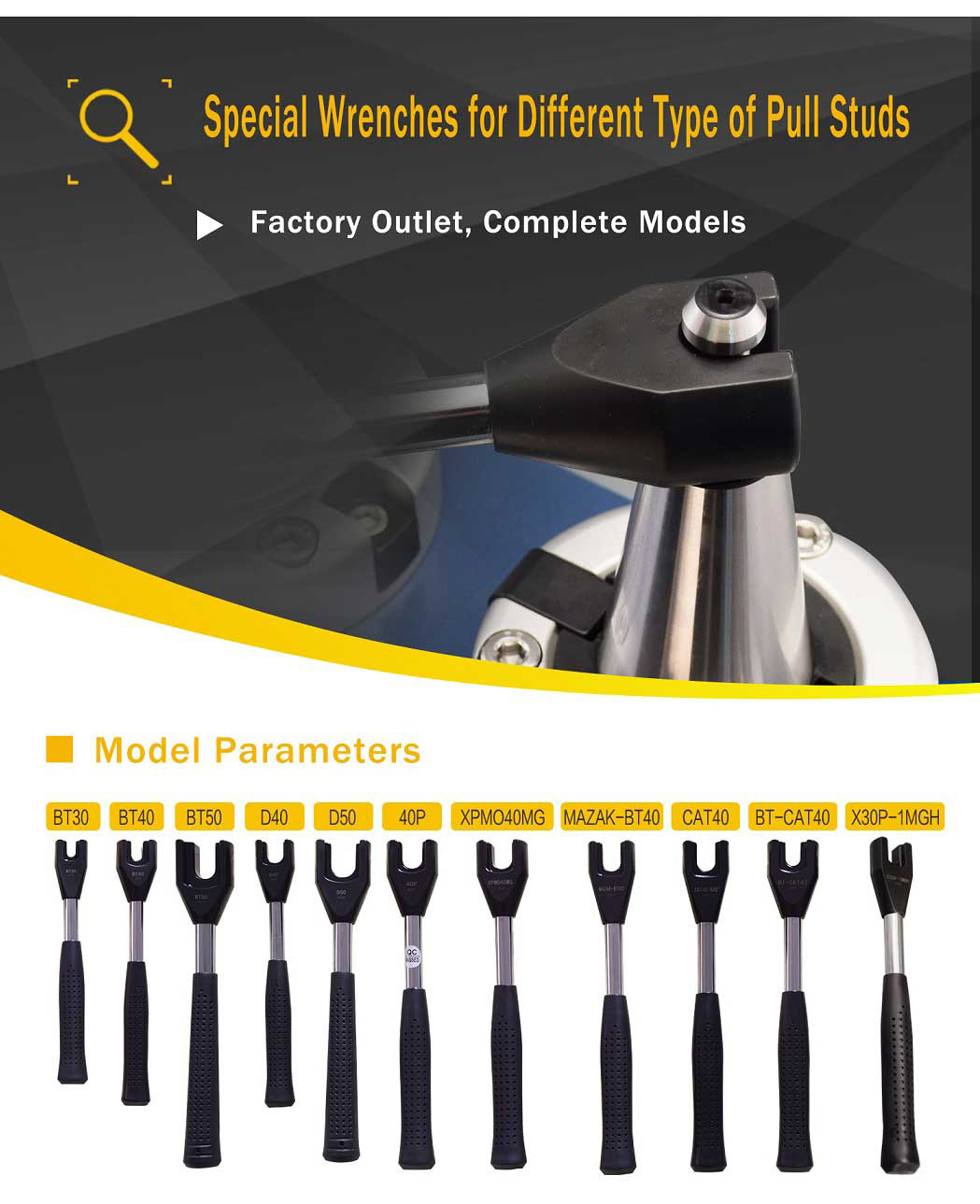 BT50 Pull Stud Spanner Wrench For BT50 Retention Knobs