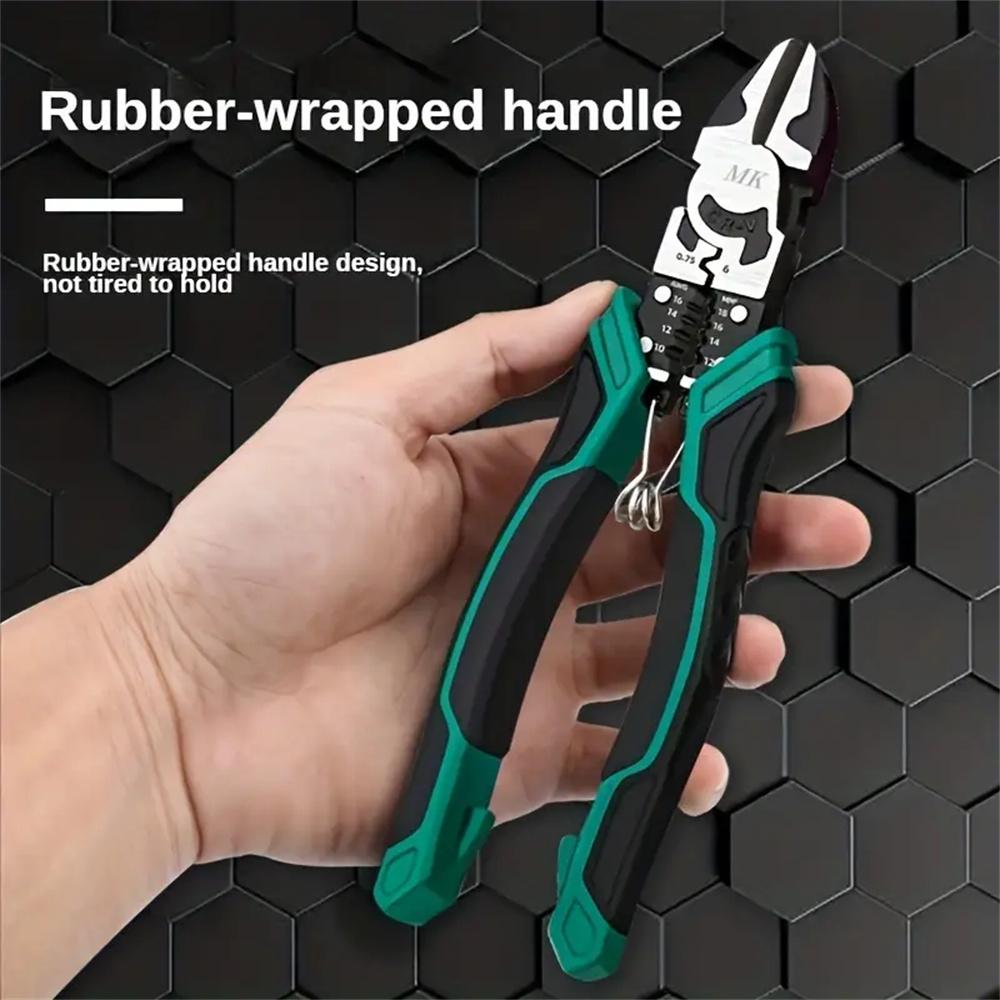 9 Inch 9 in 1 Multifunctional Plier Industrial Grade Wire Stripper Shears Vise Ergonomic Design Labor Saving Electrician Construction Tool