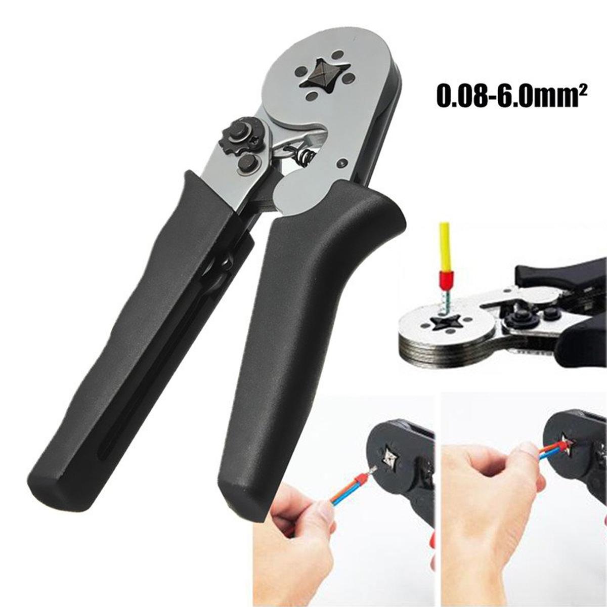 Self-Adjustable Terminal Crimping Tool with 0.08-6.0mm² Range Ergonomic Nylon Handle Uniform Pressure Crimp Ideal