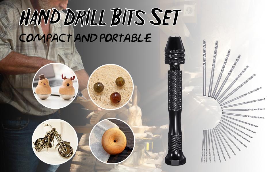 26 Pcs Precision Pin Vise Micro Mini Hand Twist Drill Bits Set for Metal Wood Jewelry Delicate DIY