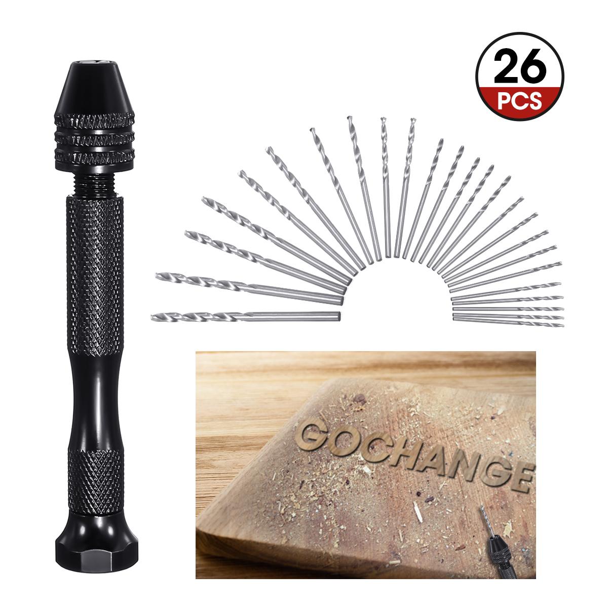 26 Pcs Precision Pin Vise Micro Mini Hand Twist Drill Bits Set for Metal Wood Jewelry Delicate DIY