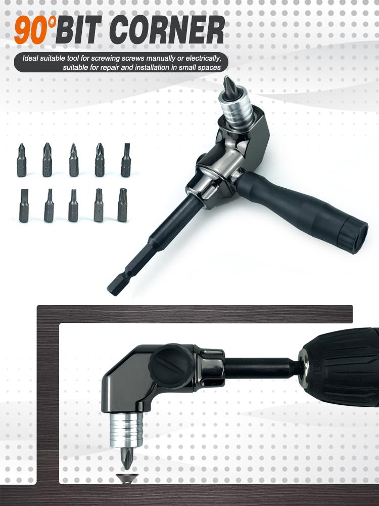 90° Turning Universal Screwdriver Batch Head Corner Adapter with Quick Release Hexagonal Interface