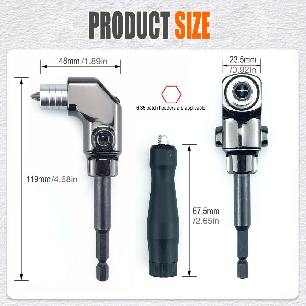 90° Turning Universal Screwdriver Batch Head Corner Adapter with Quick Release Hexagonal Interface