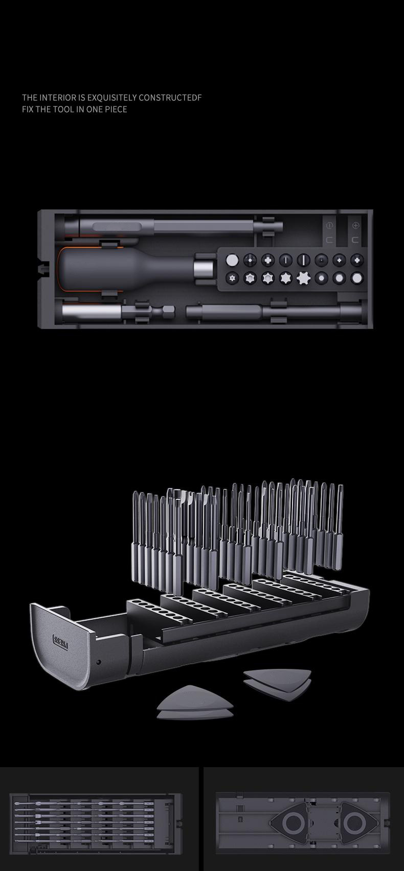 Socoje GNT-72 S2 Magnetic Precision Screwdrivers Set Dual Layer Press Multi-purposed Household Screw Driver DIY Tool With 58Pcs Bits