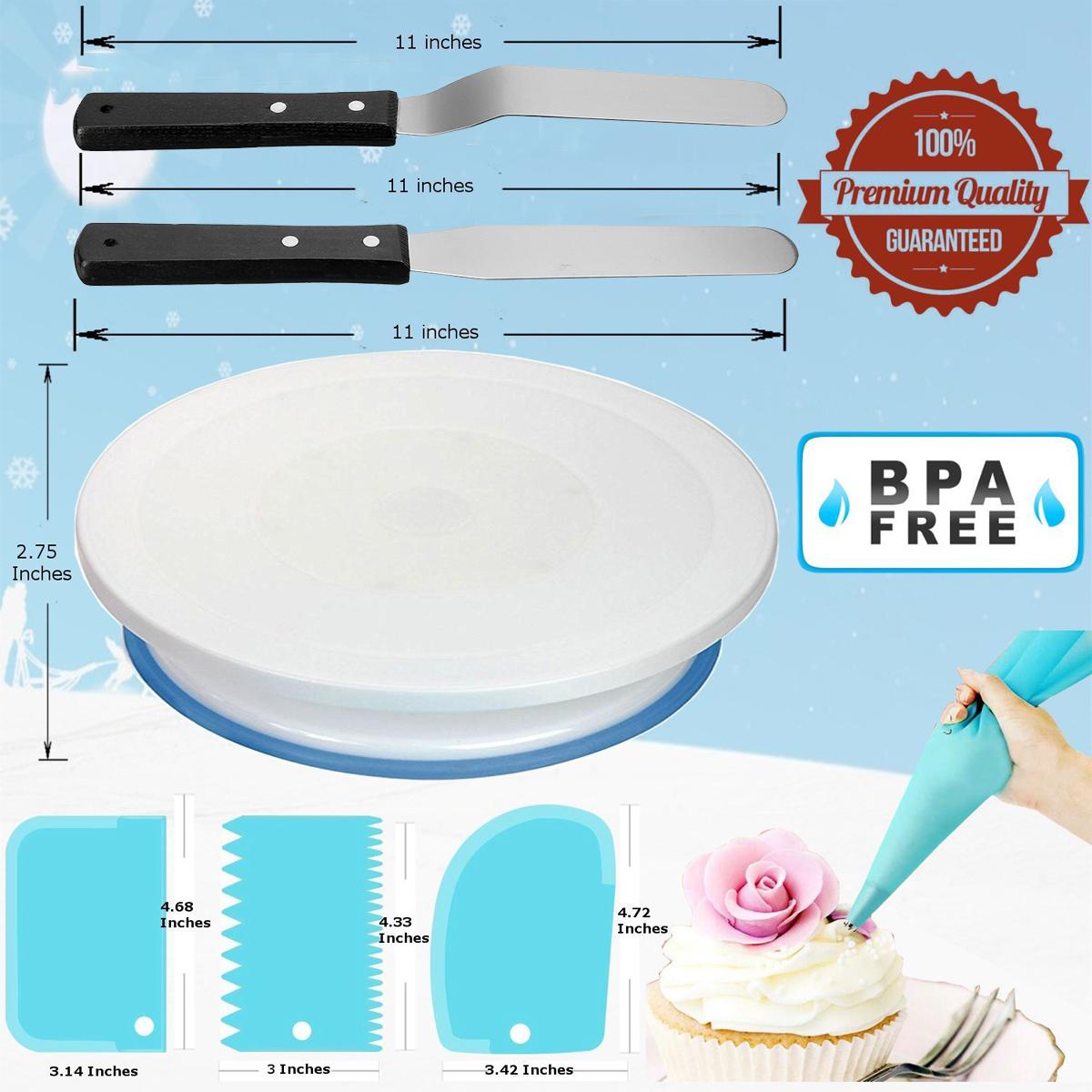 117Pcs Cake Decorating Tool Kit Baking Fondant Supplies Turntable Bag Tip Spatula