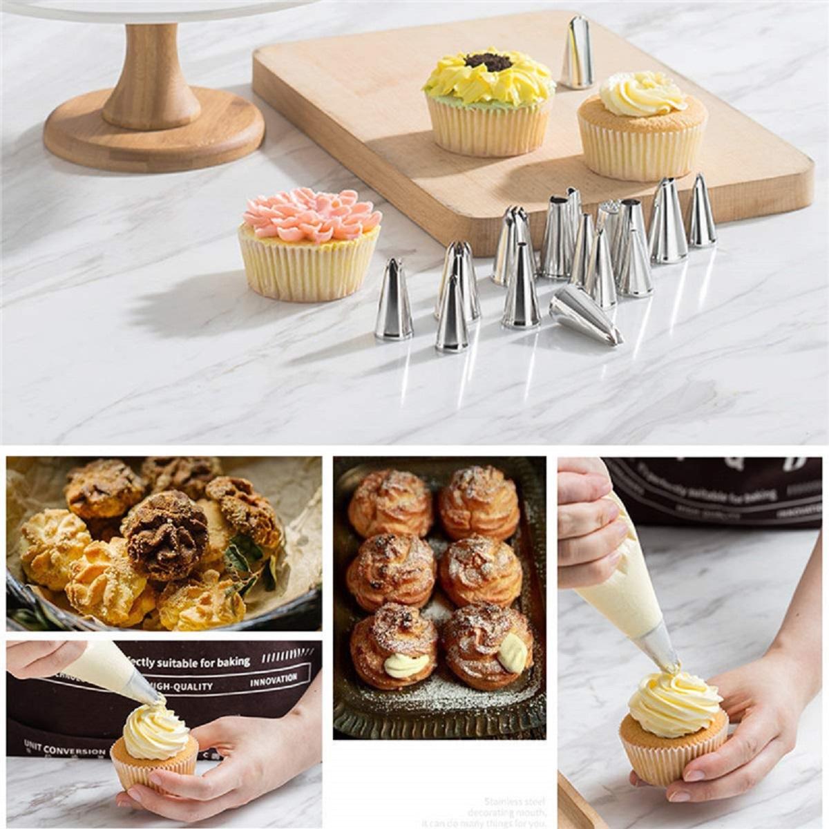 117Pcs Cake Decorating Tool Kit Baking Fondant Supplies Turntable Bag Tip Spatula