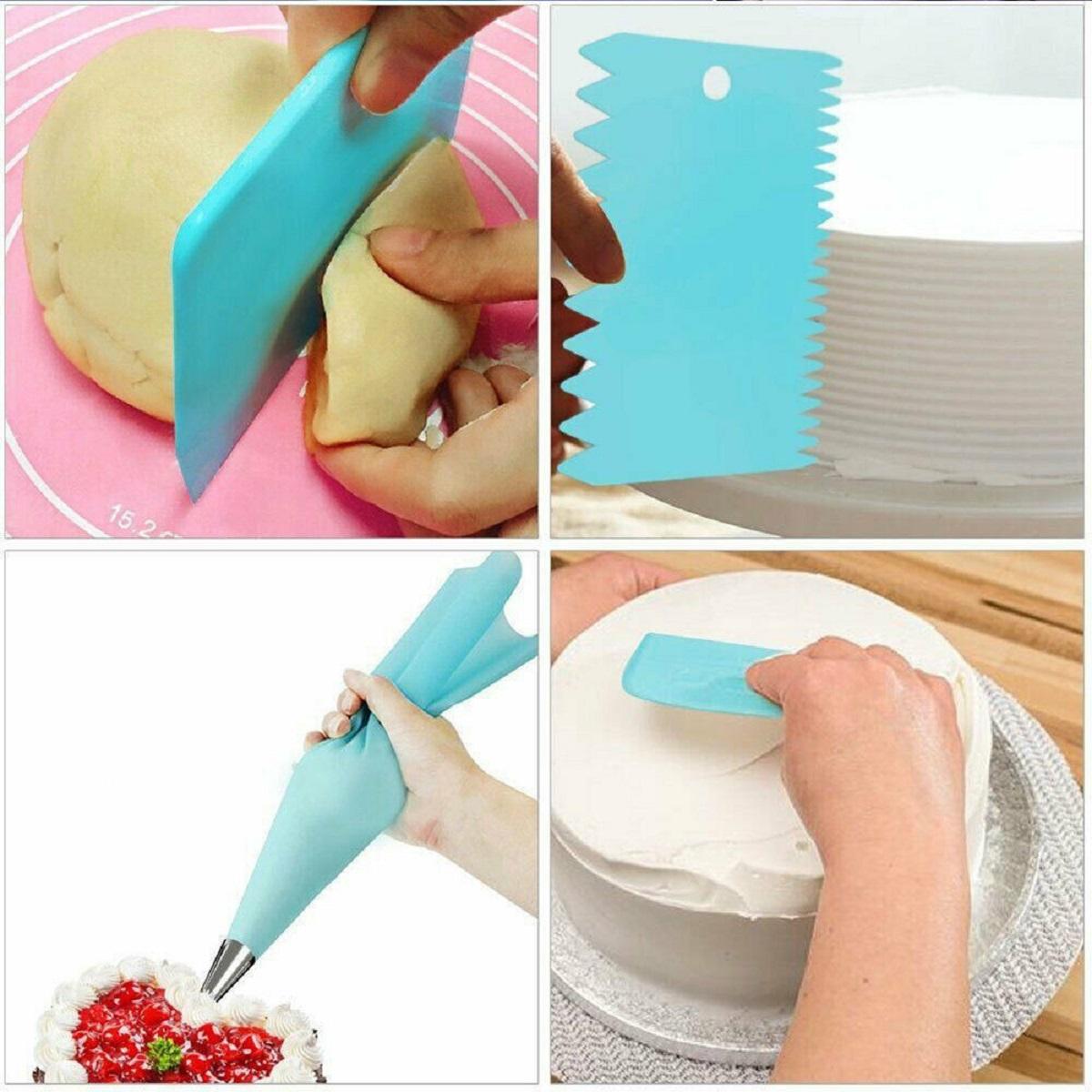 117Pcs Cake Decorating Tool Kit Baking Fondant Supplies Turntable Bag Tip Spatula
